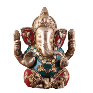 Small Pure Brass Lord Ganesha | 5" x 4" x 2.5" | 0.8 kg | Intricate Stonework | Perfect Gift Size | Travel-Friendly Sacred Art | Jaipurio